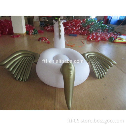 Custom White PVC Inflatable Pegasus Floating Row Swimming Pool Toys